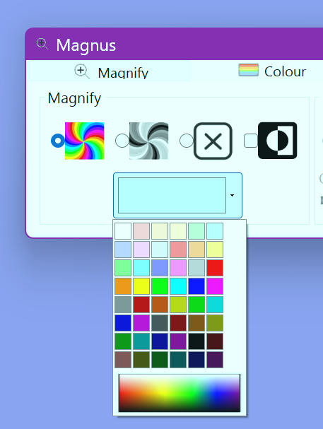 Colour tint dropdown