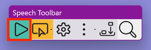 Play button on speech toolbar