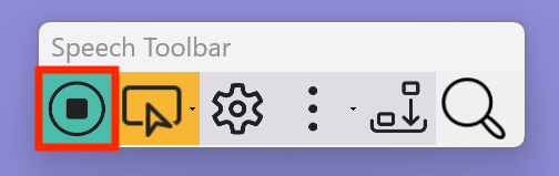 Stop button on speech toolbar